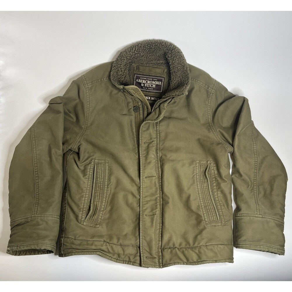Vtg Y2K Abercrombie & Fitch Adirondack Jacket Men’s L Army Green Wool